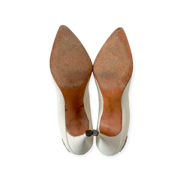 Vintage Condotti Floral Appliqué Heels – White Pumps 8.5 M - Picture 7 of 13